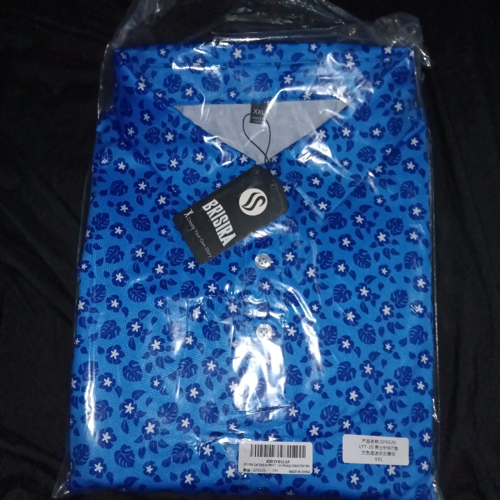New Blue Hibiscus Golf Shirt